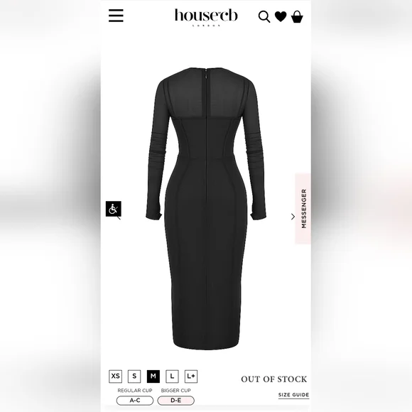 House of CB Black Mesh Beatrice Dress Size Medium Plus Cup NWOT - Picture 3 of 6